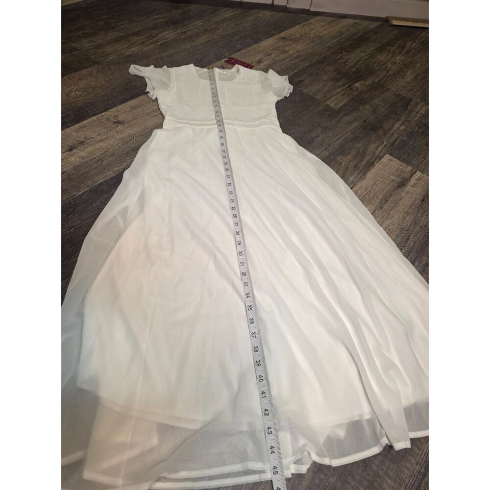 GORLYA Girls Maxi Dress White Flutter Sleeve Back Tie Polyester Size 12Y - Picture 5 of 9